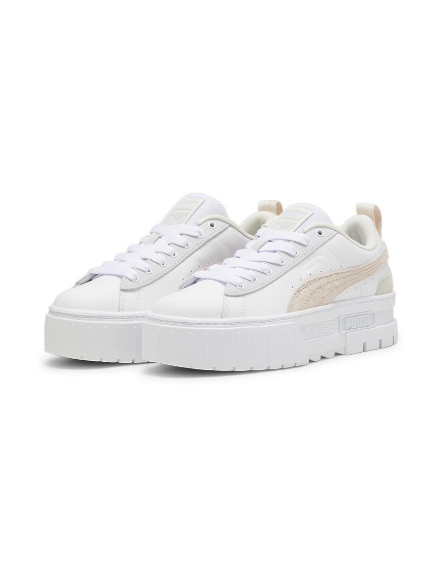 PUMA Mayze sneakers in white with rose detail