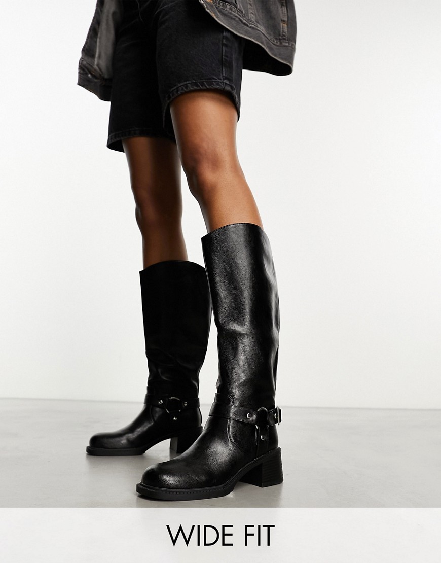 RAID Wide Fit Nessa knee boot with hardware in black
