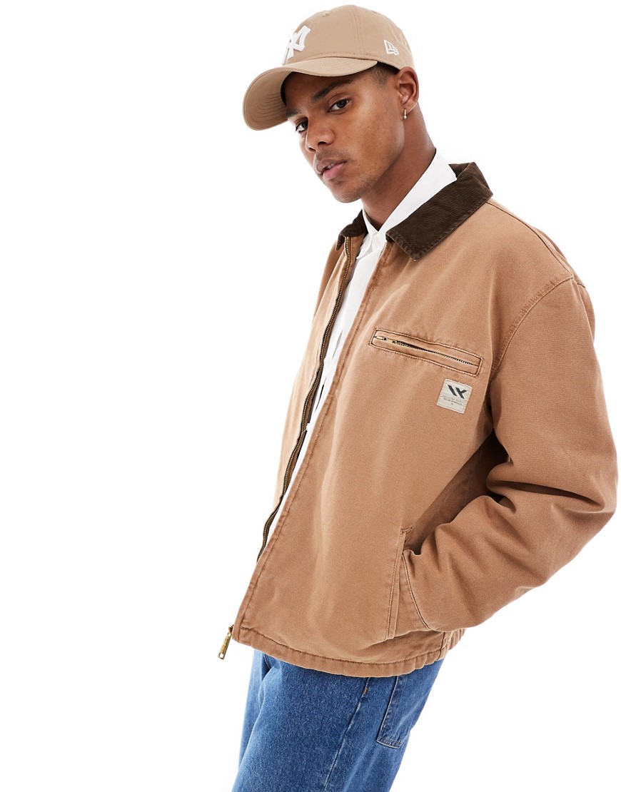 River Island worker jacket with cord collar in light brown