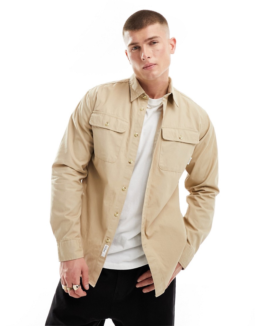 Selected Homme cotton overshirt in beige