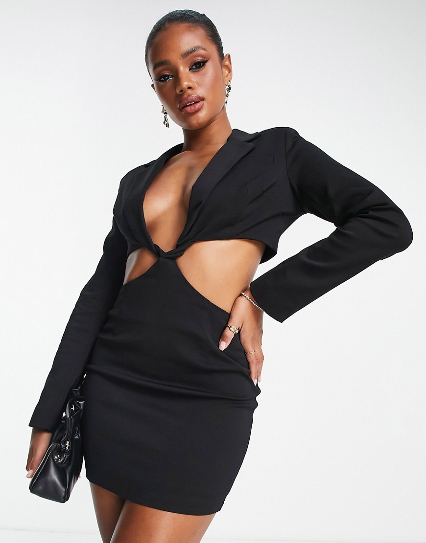 Simmi Clothing Simmi twist front cut out blazer dress in black