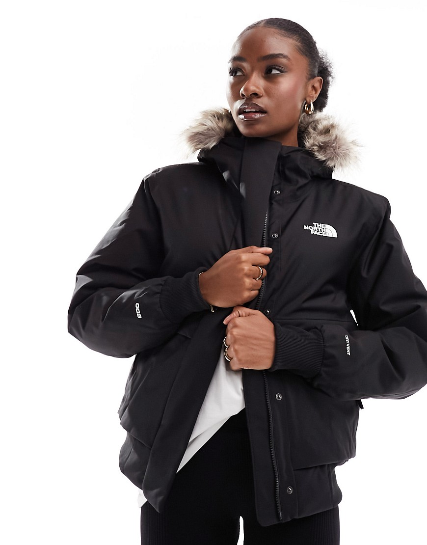 The North Face Arctic bomber jacket with faux fur trim in black