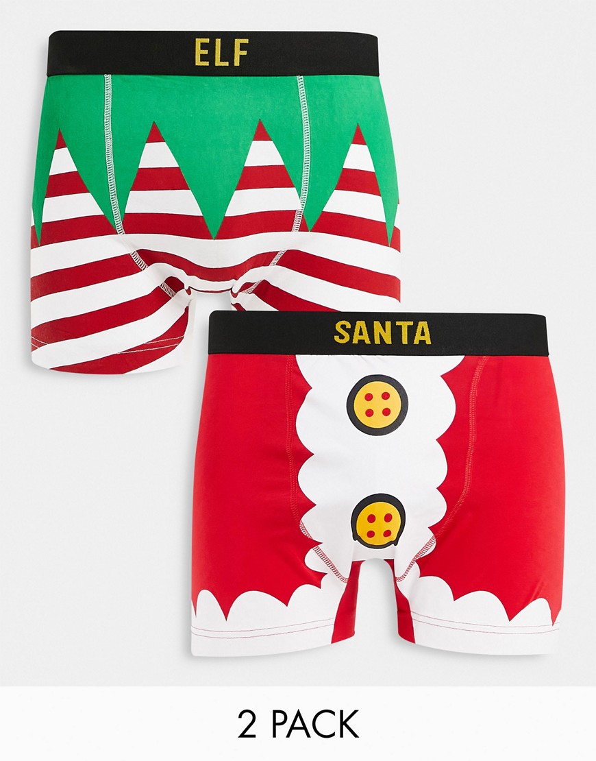 Threadbare christmas 2 pack trunks in santa and elf print