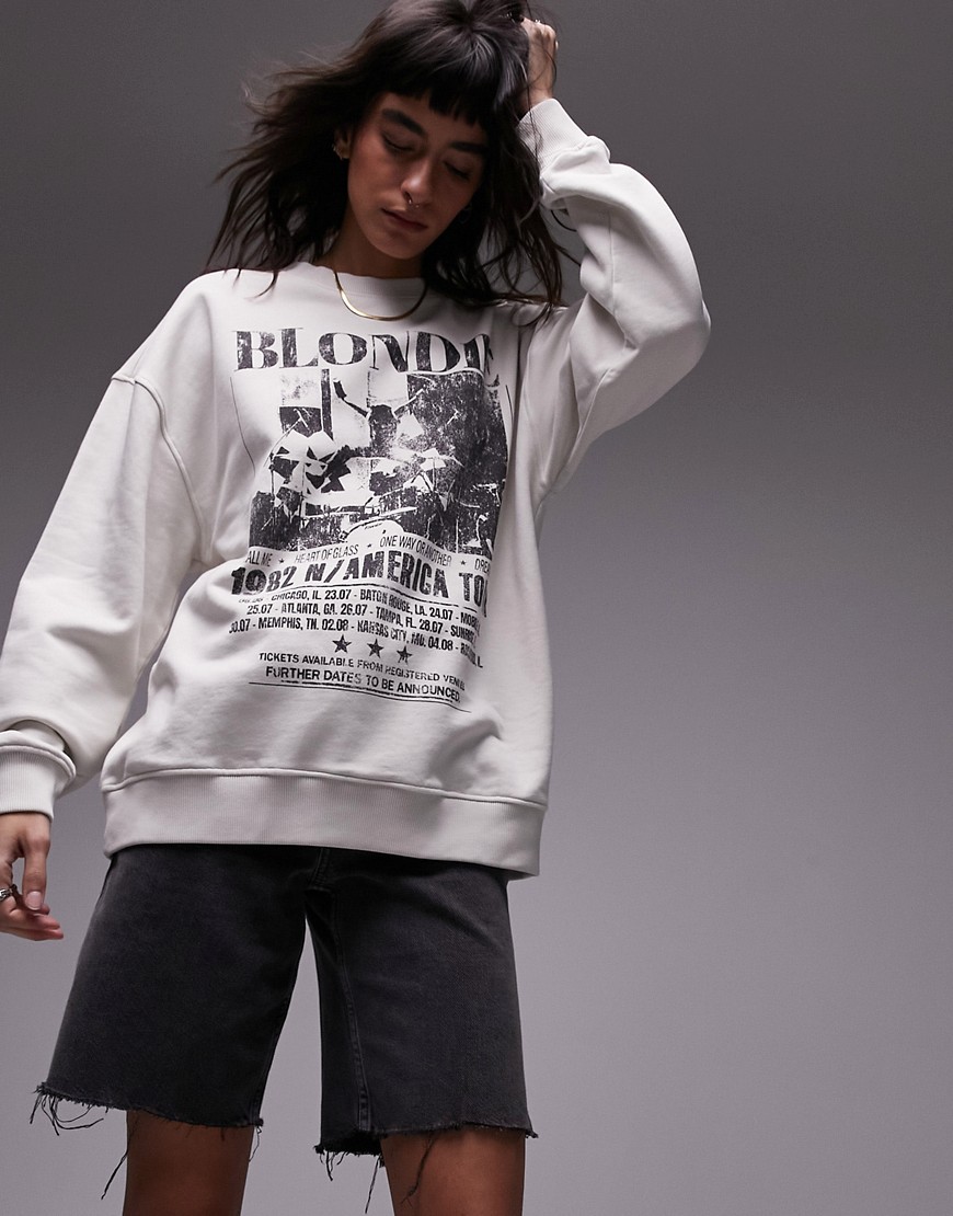 Topshop licensed Blondie graphic oversized sweatshirt in ecru