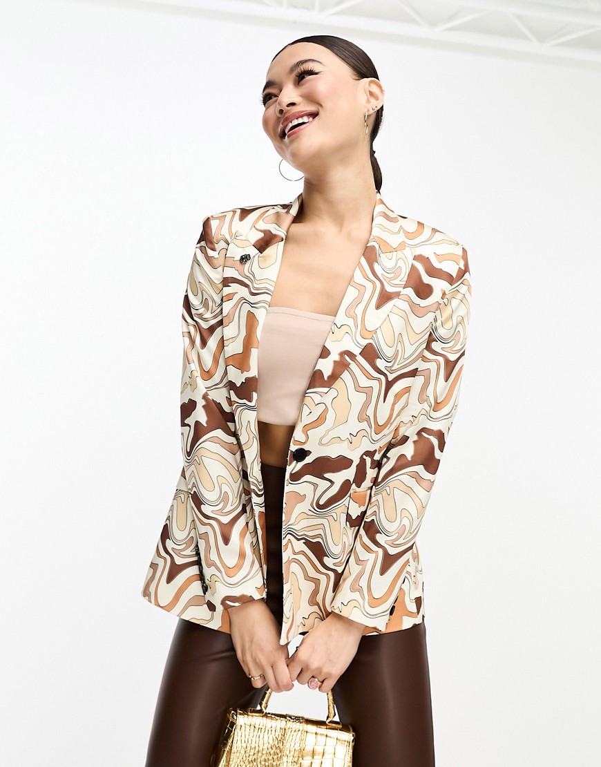 Twisted Tailor camo suit jacket in beige