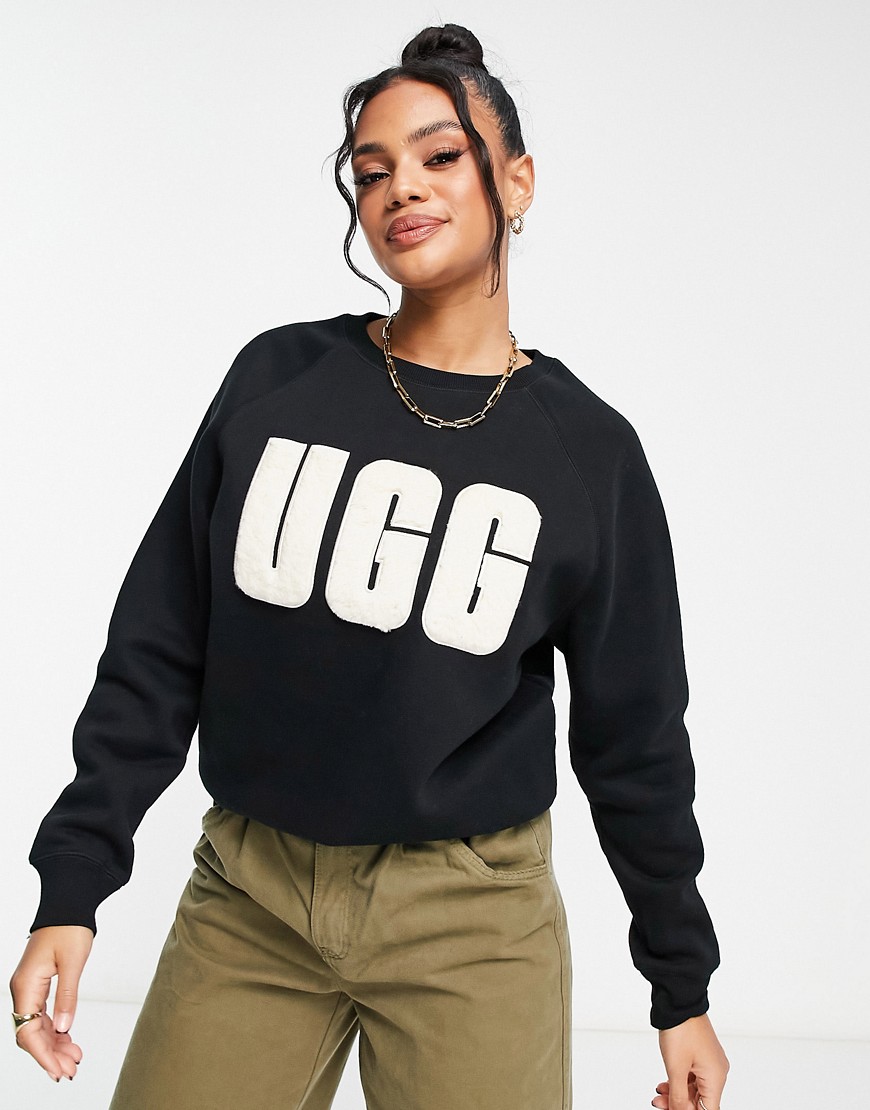 UGG Madeline fuzzy logo sweatshirt in black
