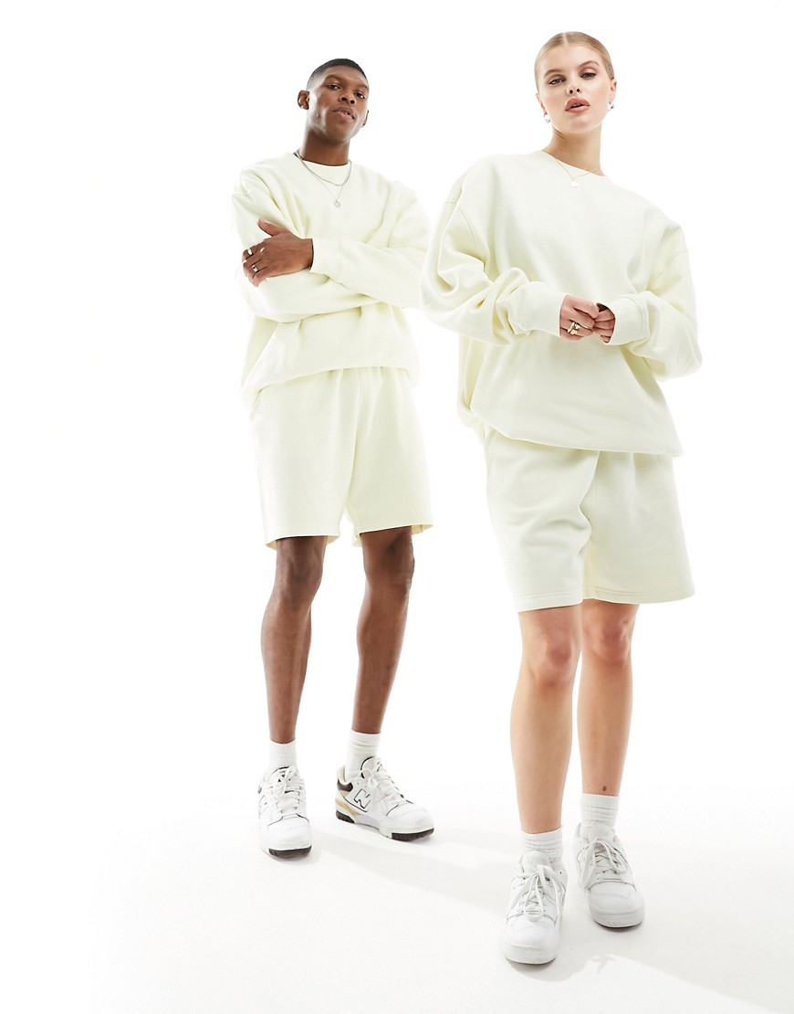 Weekday Unisex jersey shorts in pale yellow exclusive to ASOS - part of a set