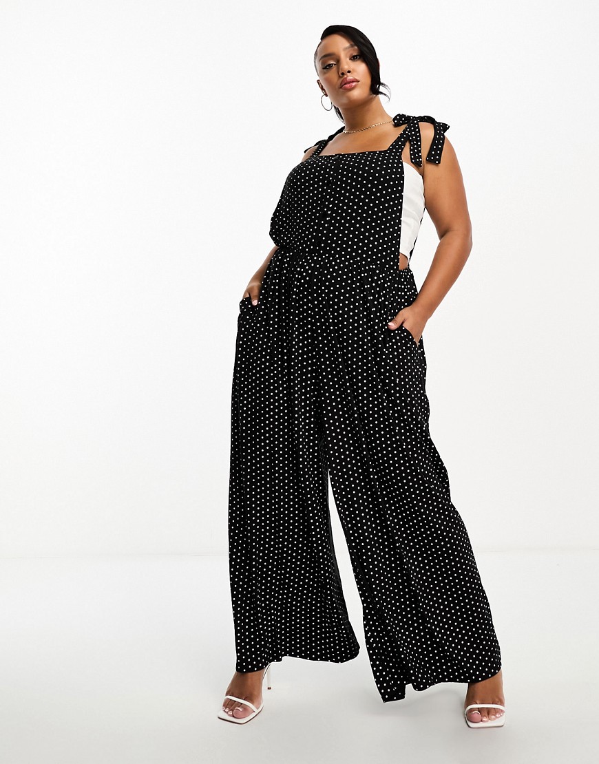Yours wide leg culotte overalls in spot