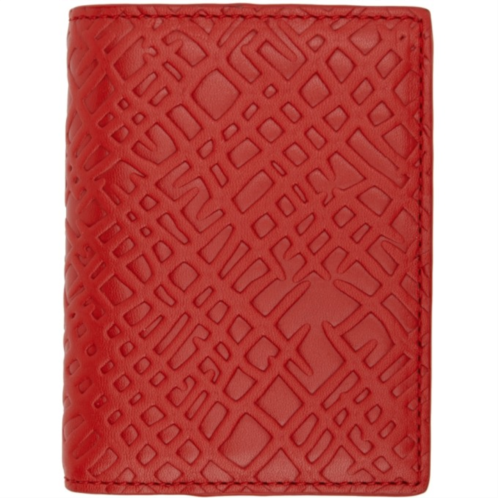 COMME des GARCONS WALLETS Red Embossed Roots Bifold Card Holder