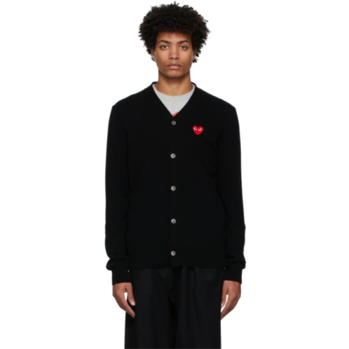 COMME des GARCONS PLAY Black Wool Heart Patch Cardigan