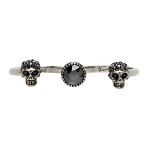 Alexander McQueen Gunmetal Double Skull Ring
