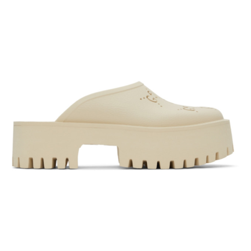 Gucci Off-White Perforated G Platform Loafers