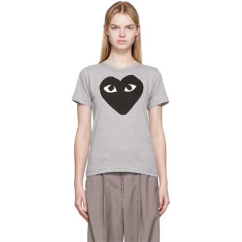 COMME des GARCONS PLAY Gray & Black Large Heart T-Shirt