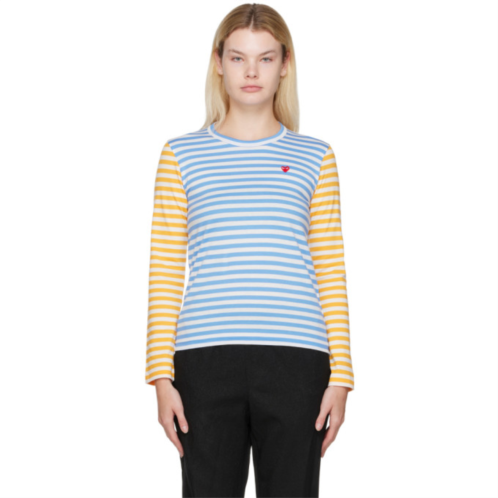 COMME des GARCONS PLAY Blue & Yellow Striped T-Shirt