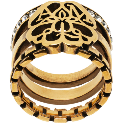Alexander McQueen Gold Crystal Ring