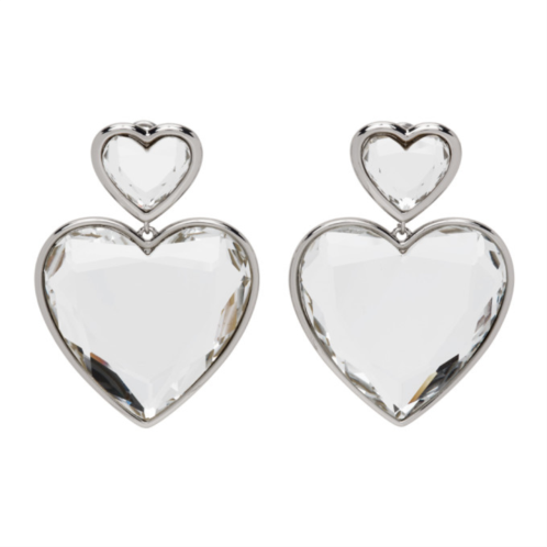 Marc Jacobs Silver Crystal Double Heart Earrings