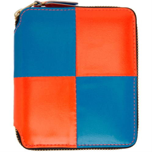 COMME des GARCONS WALLETS Blue & Orange Fluo Squares Wallet