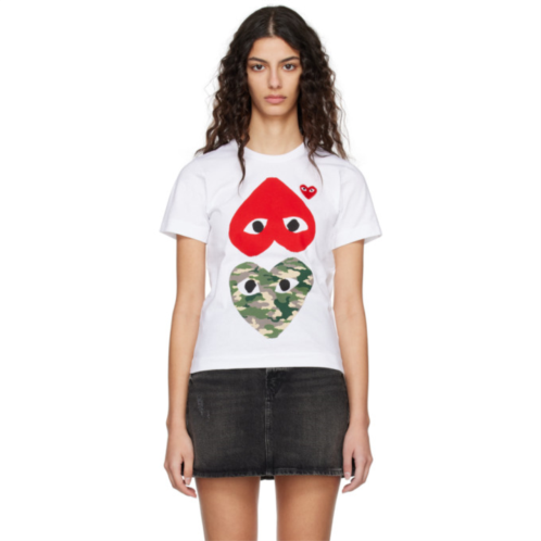 COMME des GARCONS PLAY White Camouflage Upside Down Heart T-Shirt