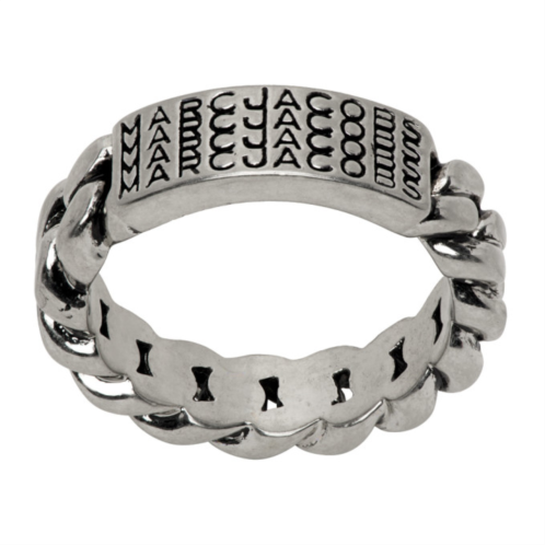 Marc Jacobs Silver The Barcode Monogram Chain Ring