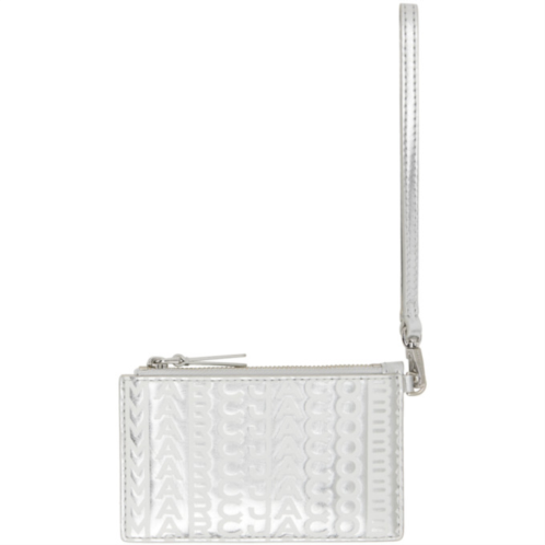 Marc Jacobs Silver The Leather Top Zip Wristlet Wallet