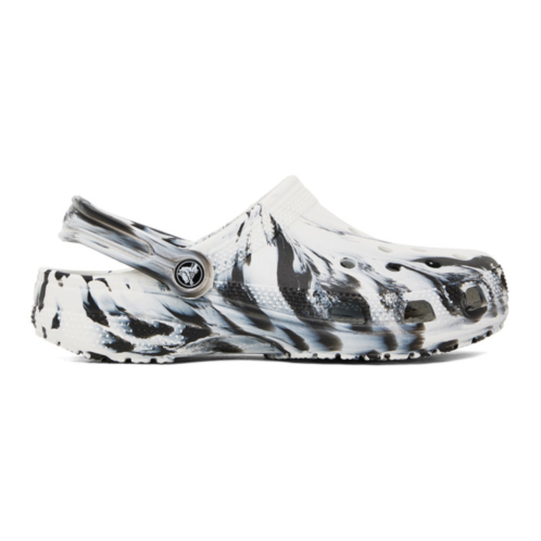 Crocs White Classic Marbled Clogs