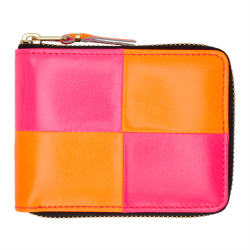 COMME des GARCONS WALLETS Orange & Pink Fluo Squares Wallet
