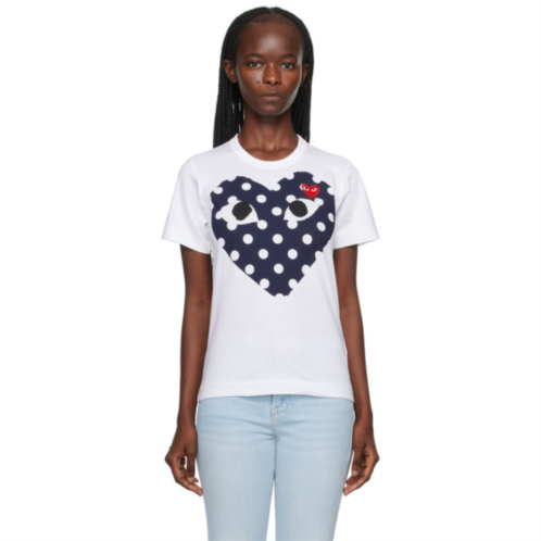 COMME des GARCONS PLAY White Big Double Polka Dot Heart T-Shirt