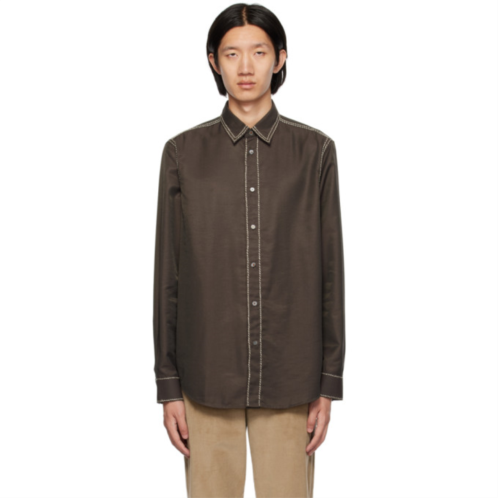 Paul Smith Brown Contrast Stitching Shirt