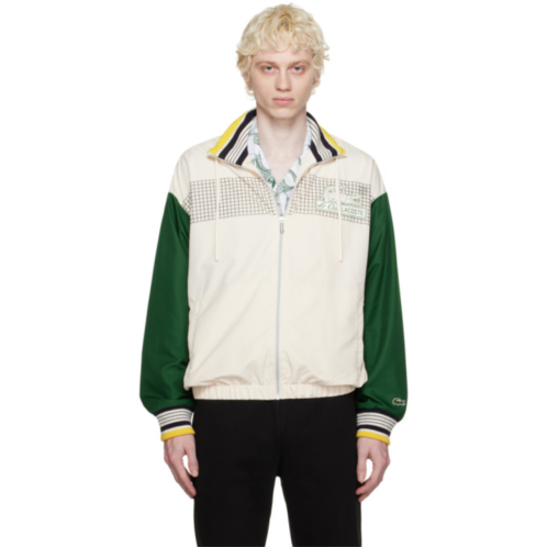 Lacoste Off-White & Green Printed Bomber Jacket