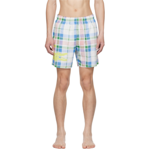 Lacoste Off-White Check Swim Shorts