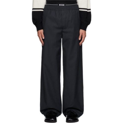 MSGM Navy Layered Trousers