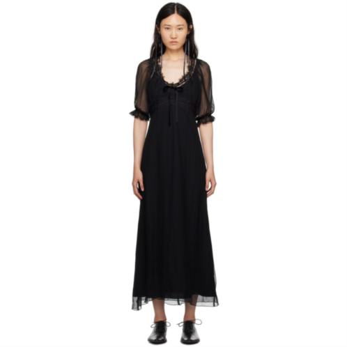 Anna Sui Black Sheer Maxi Dress