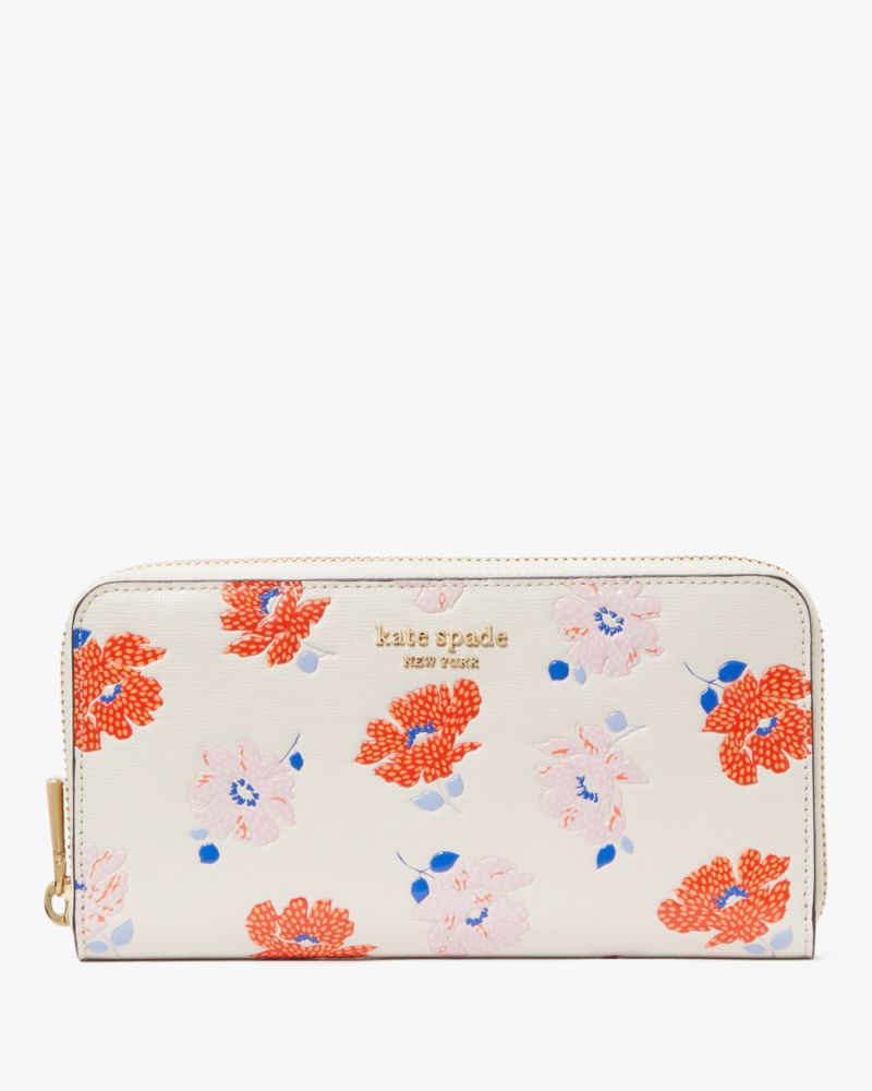 Kate spade Morgan Dotty Floral Embossed Zip Around Continental Wallet