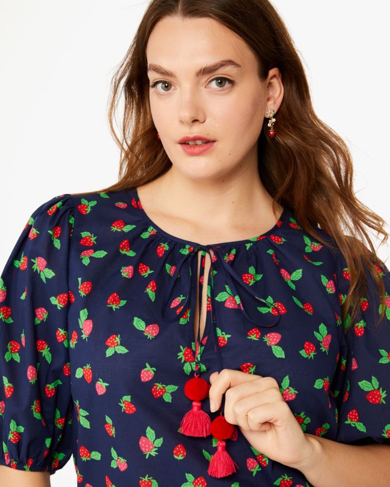 Kate spade Tossed Strawberry Puff Sleeve Top
