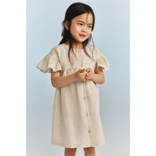 H&M Flutter-sleeved Linen Dress