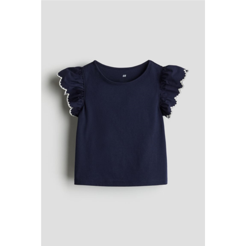 H&M Jersey Top with Eyelet Embroidery