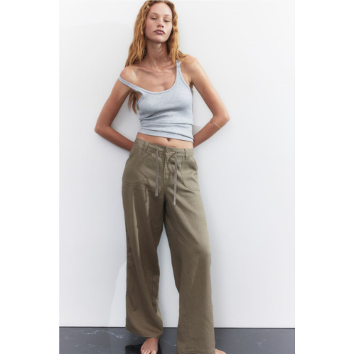 H&M Linen-blend Straight Pants