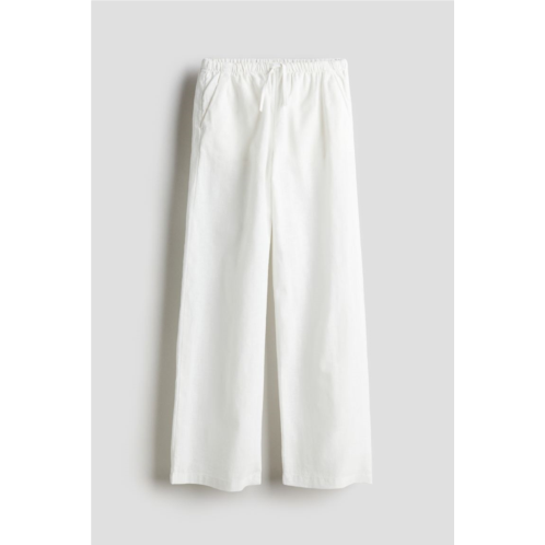 H&M Wide-leg Linen-blend Pull-on Pants