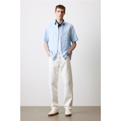 H&M Loose Fit Short-sleeved Linen-blend Shirt