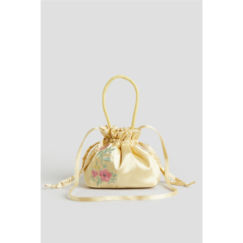 H&M Satin Bucket Bag with Embroidered Motif