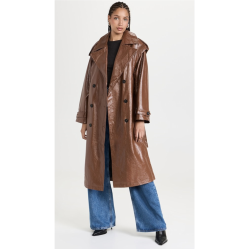 Apparis Isa Crinkle Faux Leather Trench Coat