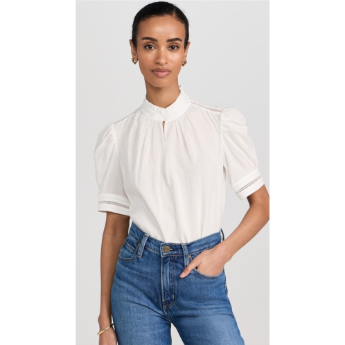 FRAME Ruffle Collar Inset Lace Top
