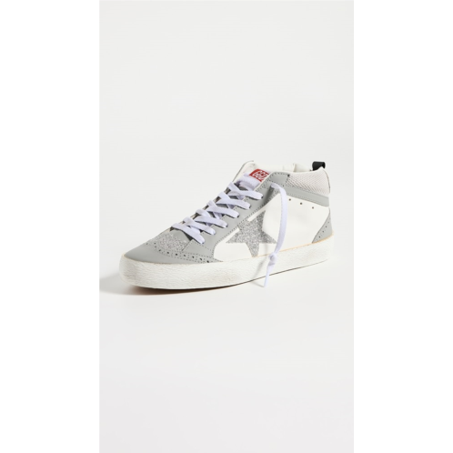 Golden Goose Mid Star Leather and Net Crystal Star Sneakers