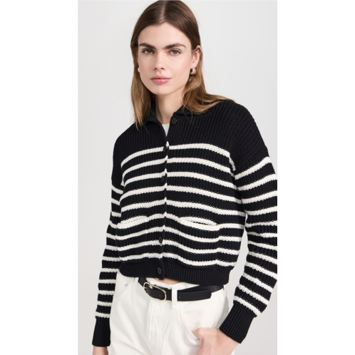 Madewell Ribbed Polo Cardigan Sweater in Stripe