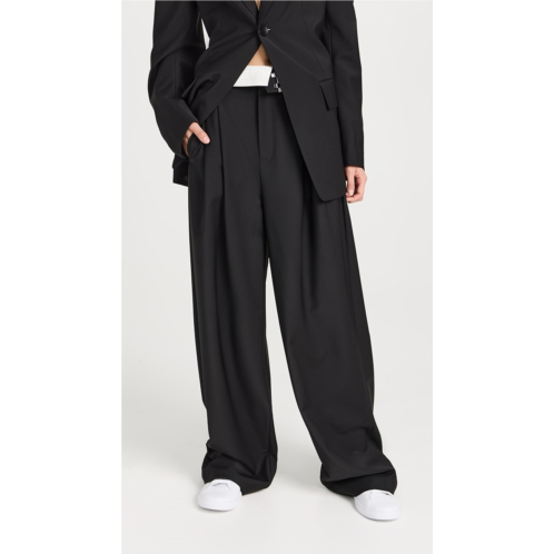 Tibi Recycled Tropical Wool Fold Over Pants