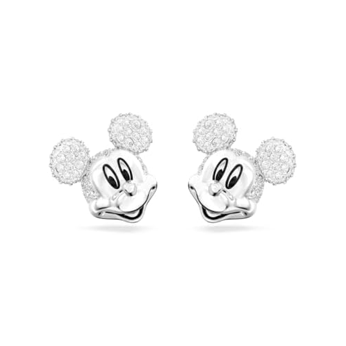 Swarovski Disney100 Stud Earrings, Mickey Mouse Motif with Clear Pave Crystals in a Rhodium Finished Setting, Part of the Swarovski Disney100 Collection