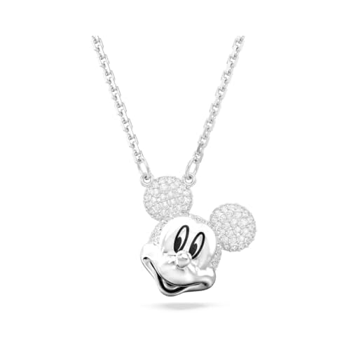Swarovski Disney100 Pendant Necklace, Mickey Mouse Motif with Clear Pave Crystals in a Rhodium Finished Setting, Part of the Disney100 Collection