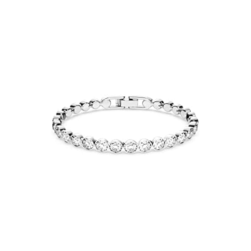 Swarovski Tennis Bracelet and Earring Jewelry Collection, Rhodium Finish, Clear Crystals