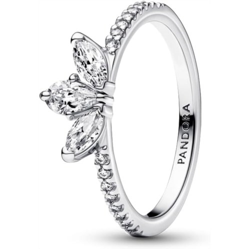 Pandora Sparkling Herbarium Cluster Ring - Ring for Women - Layering or Stackable Ring - Gift for Her - Clear Cubic Zirconia - With Gift Box