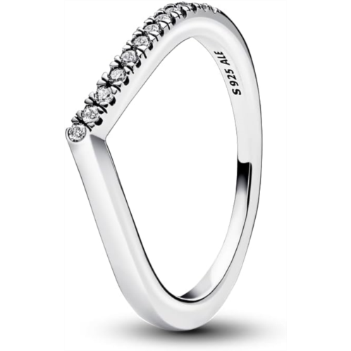 Pandora Timeless Wish Half Sparkling Ring - Ring for Women - Layering or Stackable Ring - Gift for Her - Clear Cubic Zirconia - With Gift Box